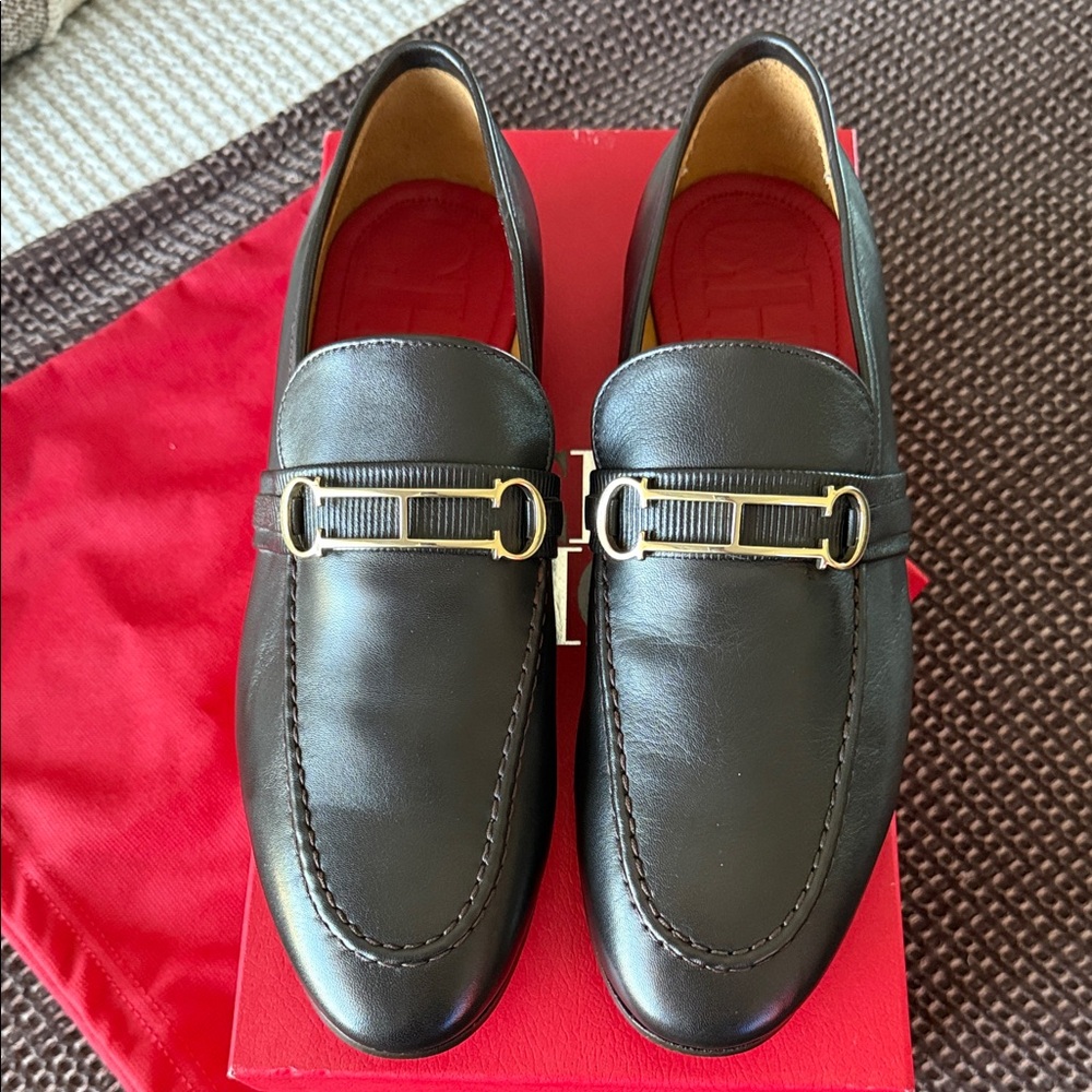 Carolina Herrera Dark Brown Leather Loafers